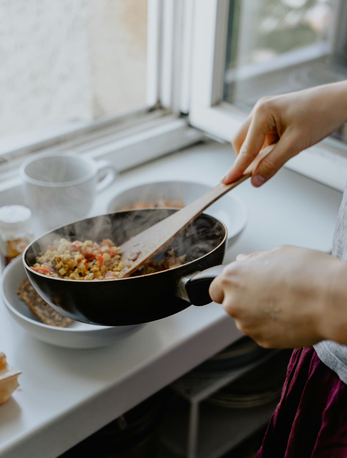 A developer cooking in the kitchen